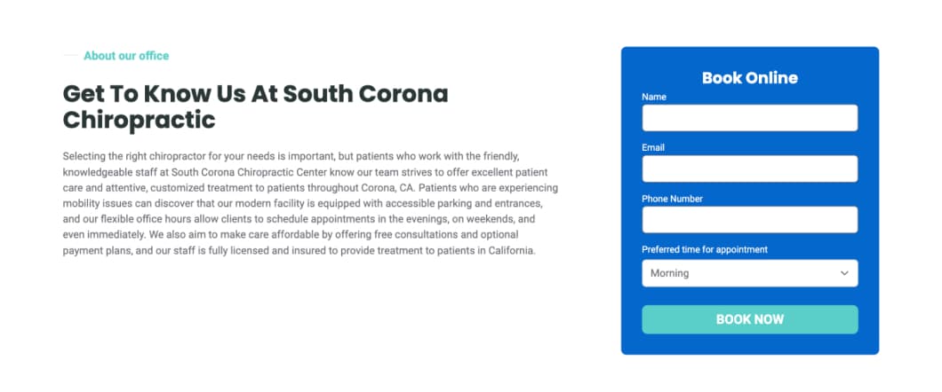 South Corona Chiropractic Center screenshot