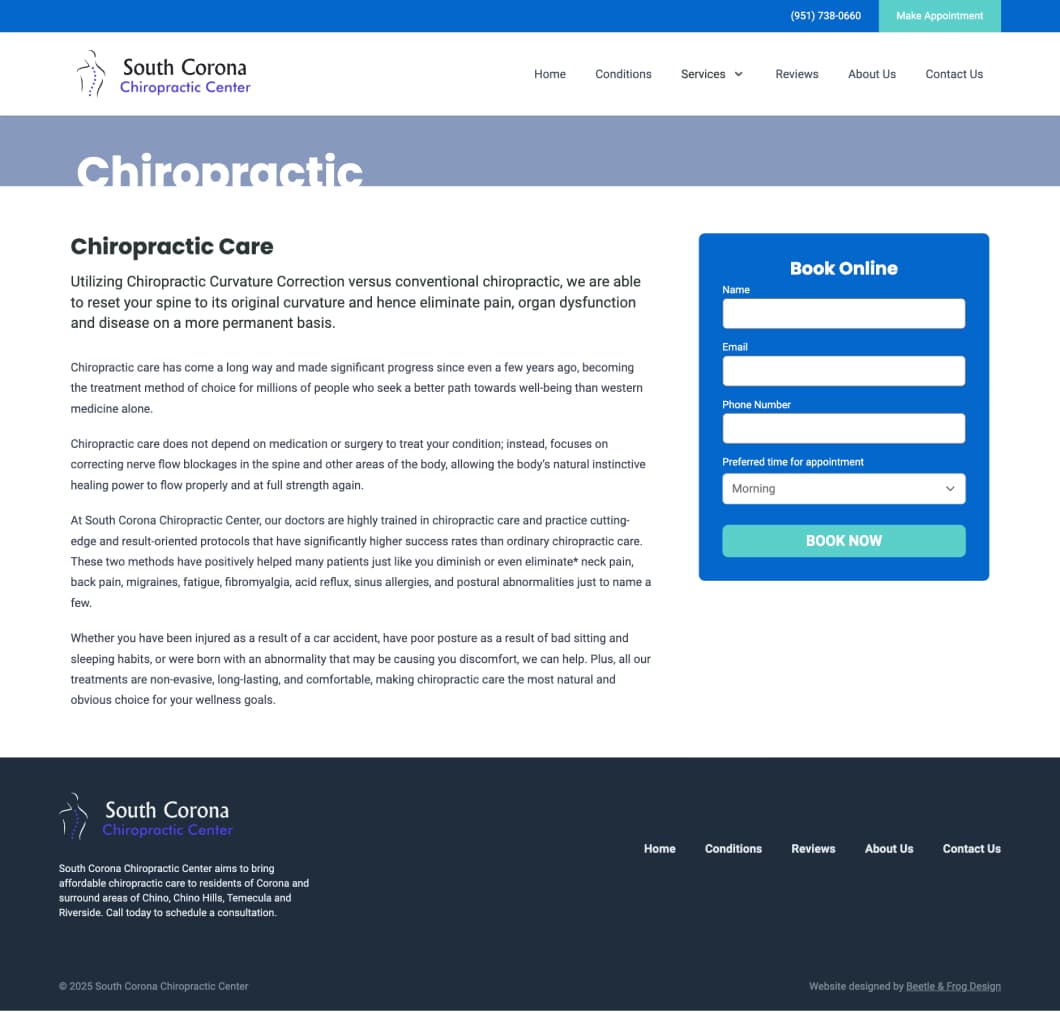South Corona Chiropractic Center screenshot