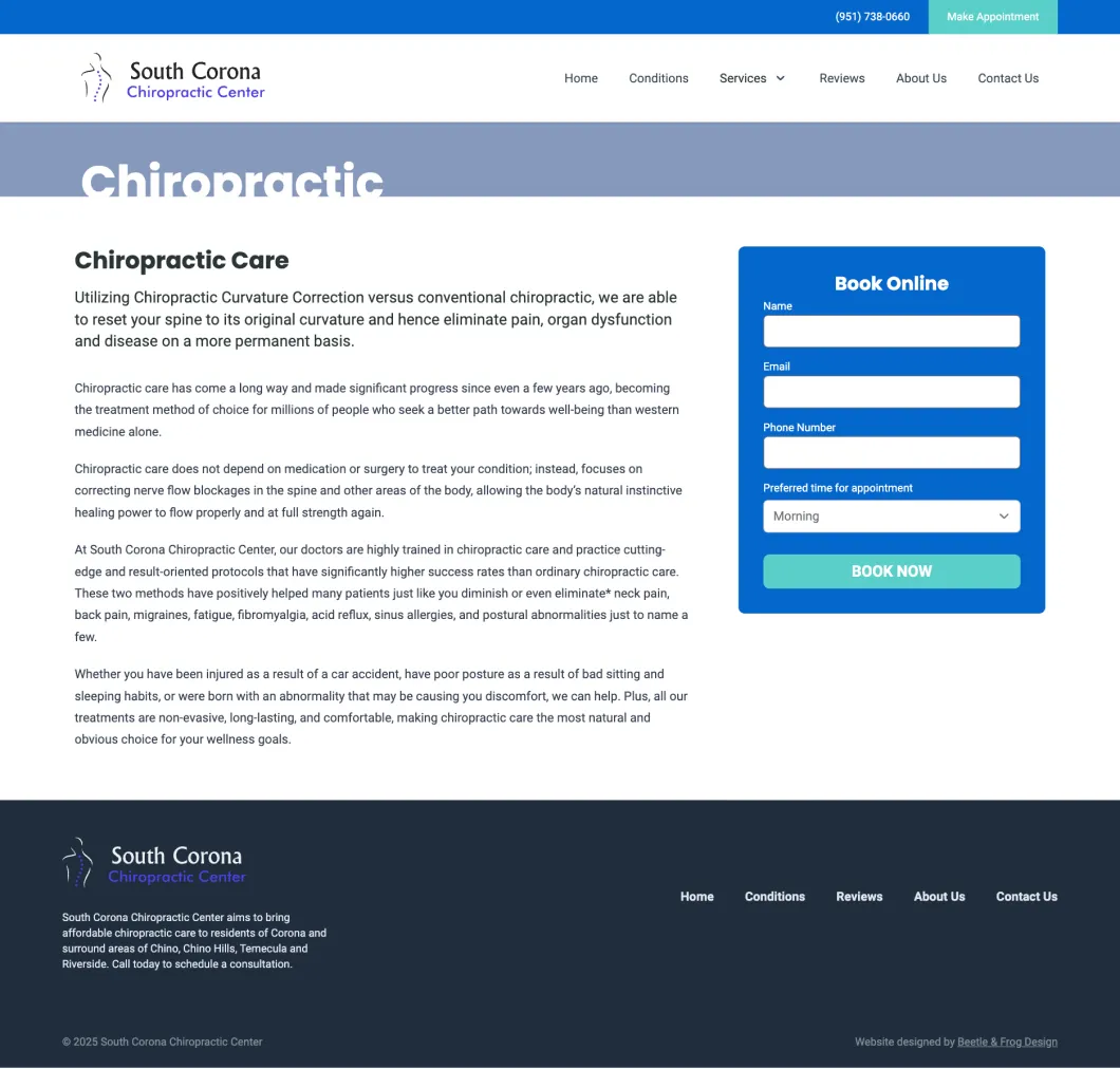 South Corona Chiropractic Center screenshot